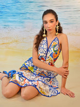 Cargar imagen en el visor de la galería, Vestido halter estampado falda olanes
