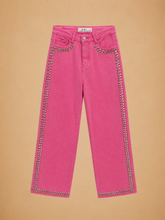 Cargar imagen en el visor de la galería, Pantaló denim rosa con estoperoles
