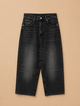 Cargar imagen en el visor de la galería, Pantalón denim negro baggy loose fit
