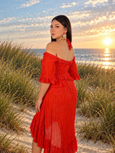 Cargar imagen en el visor de la galería, Vestido rojo hombros descubiertos
