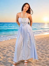 Cargar imagen en el visor de la galería, Vestido straple rayas azul &amp; blanco
