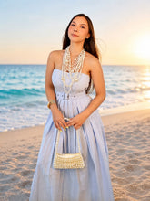 Cargar imagen en el visor de la galería, Vestido straple rayas azul &amp; blanco
