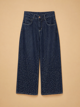 Cargar imagen en el visor de la galería, Pantalón denim wide leg con brillos
