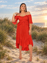 Cargar imagen en el visor de la galería, Vestido rojo hombros descubiertos
