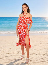 Cargar imagen en el visor de la galería, Vestido straple rojo tropical
