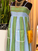 Cargar imagen en el visor de la galería, Maxi vestido líneas azul verde
