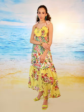 Cargar imagen en el visor de la galería, Vestido estampado floral amarillo
