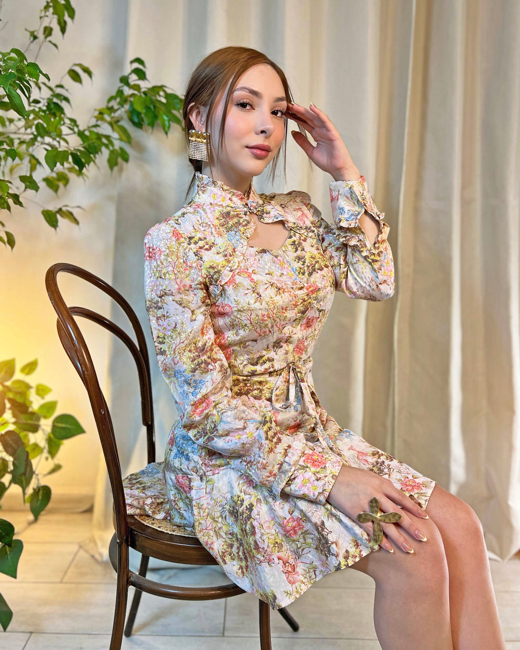 Vestido cuello mandarin floral
