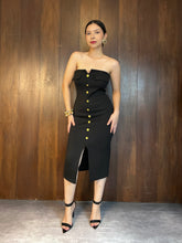 Cargar imagen en el visor de la galería, Vestido midi negro straple
