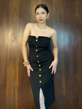Cargar imagen en el visor de la galería, Vestido midi negro straple
