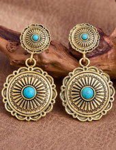 Cargar imagen en el visor de la galería, Aretes dorado con azul
