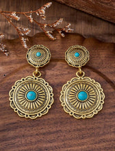 Cargar imagen en el visor de la galería, Aretes dorado con azul
