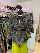 Cargar imagen en el visor de la galería, Blazer tweed negro con colores
