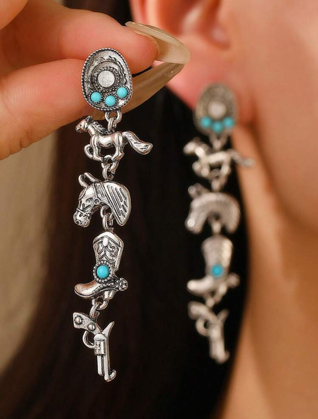 Aretes colgantes vaqueros