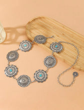 Cargar imagen en el visor de la galería, Cinturón eslabones plateado con azul
