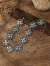 Cargar imagen en el visor de la galería, Cinturón cruces plateadas con azul
