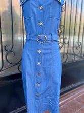 Cargar imagen en el visor de la galería, Vestido midi azul botones
