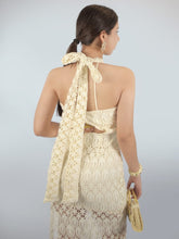 Cargar imagen en el visor de la galería, Vestido midi encaje beige
