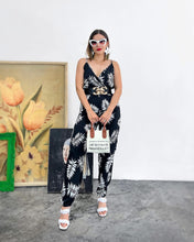 Cargar imagen en el visor de la galería, Palazzo negro estampado blanco
