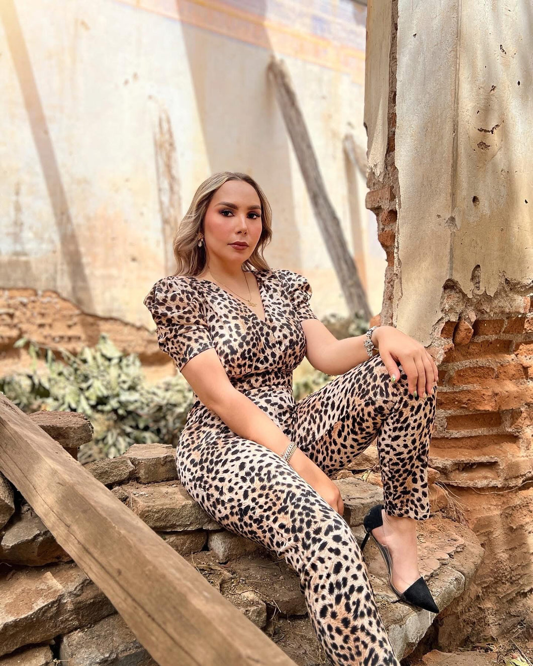 Set blusa & pantalón leopardo