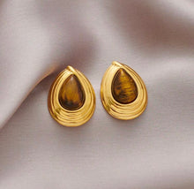 Cargar imagen en el visor de la galería, aretes mini piedra café
