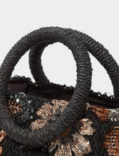 Cargar imagen en el visor de la galería, Bolso yute negro con lentejuela
