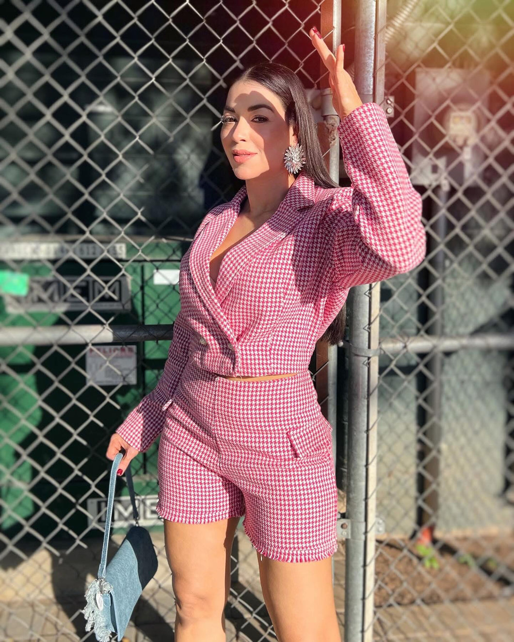 Set Blazer crop & short rosa