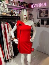 Cargar imagen en el visor de la galería, Vestido un hombro rojo moño
