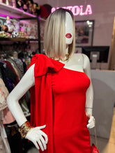 Cargar imagen en el visor de la galería, Vestido un hombro rojo moño

