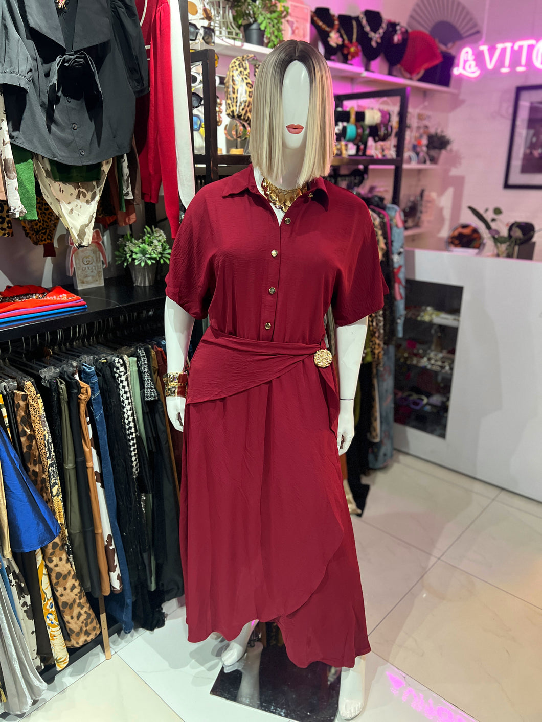 Maxi vestido tinto