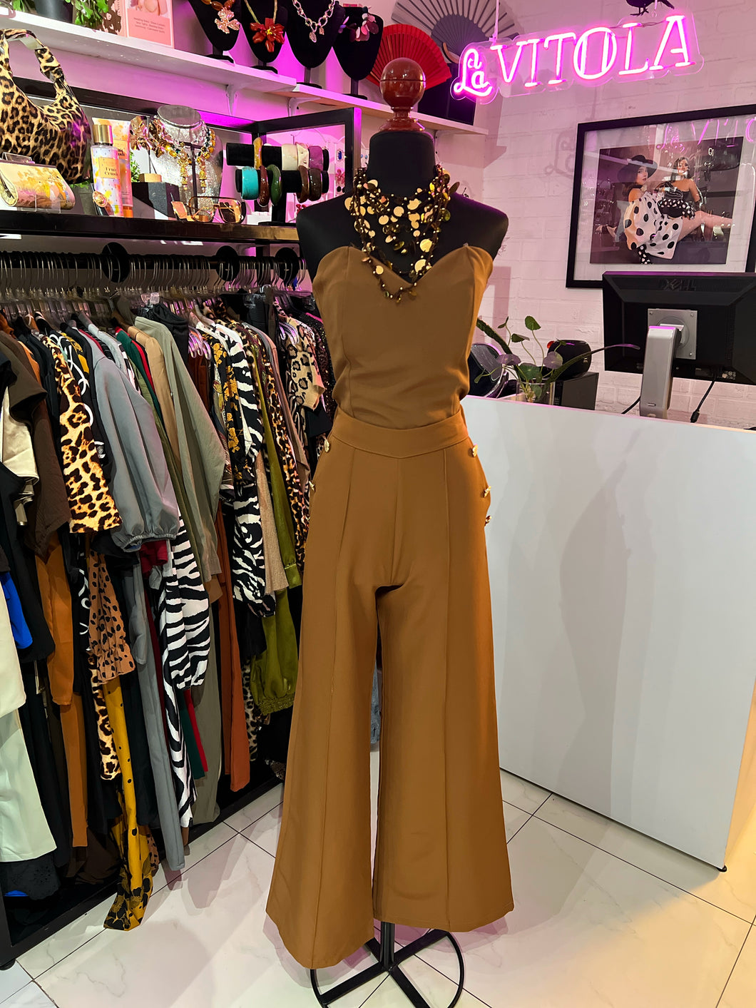 Pantalón elastico café