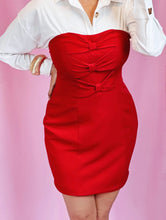 Cargar imagen en el visor de la galería, Vestido straple rojo moños
