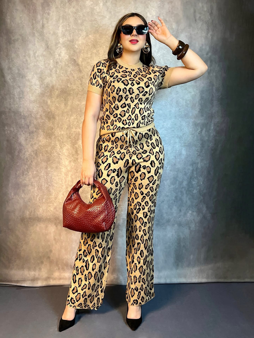 Set blusa & pantalón hilo leopardo