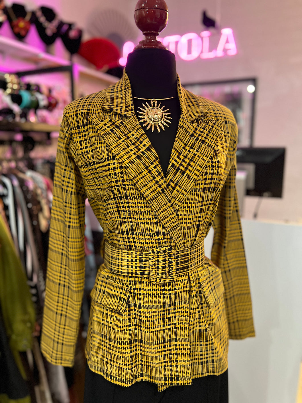 Blazer mostaza a cuadros