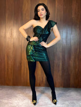 Cargar imagen en el visor de la galería, Vestido lentejuela verde botella
