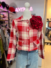 Cargar imagen en el visor de la galería, Blazer cuadros rojo &amp; blanco
