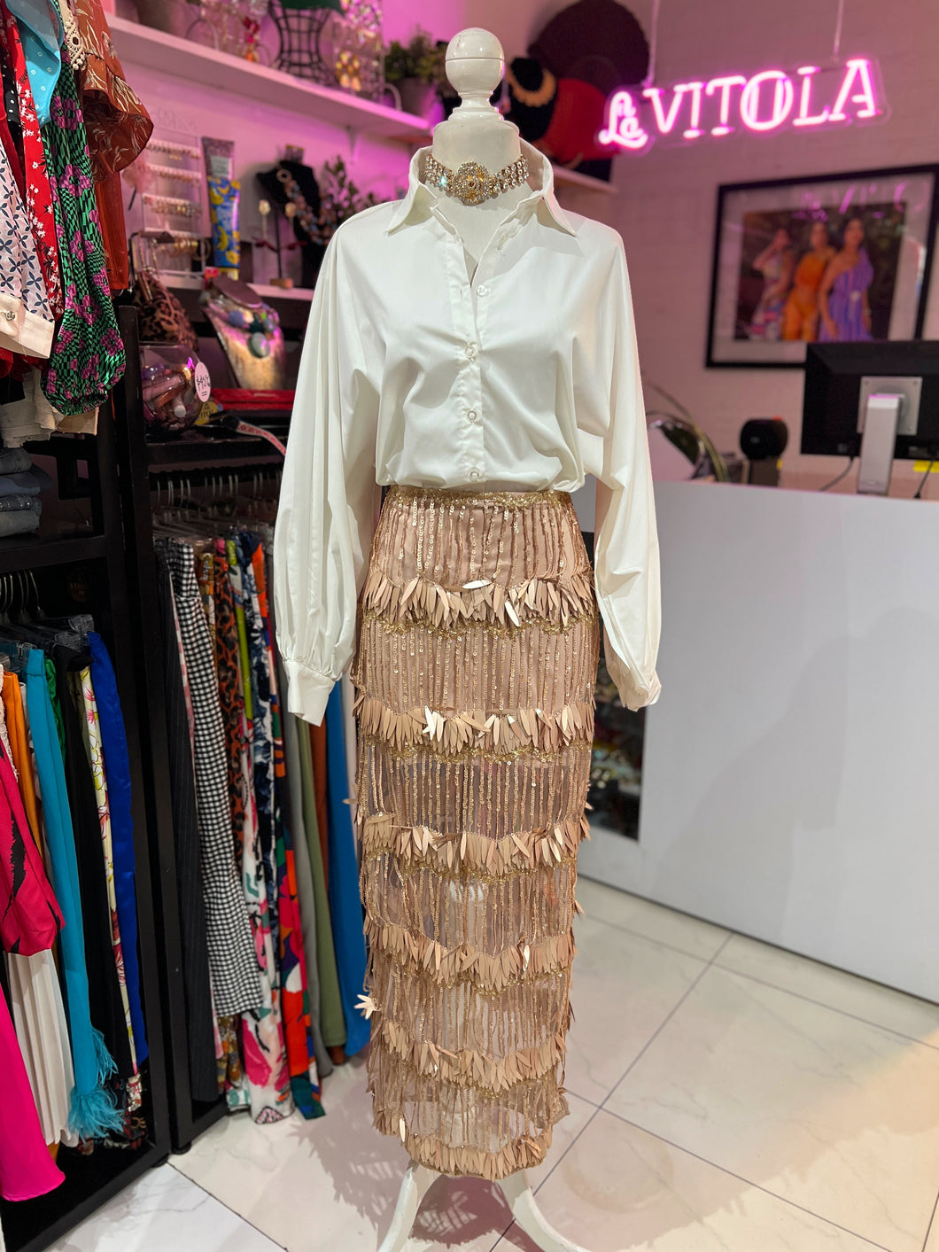 Maxi falda lentejuelas