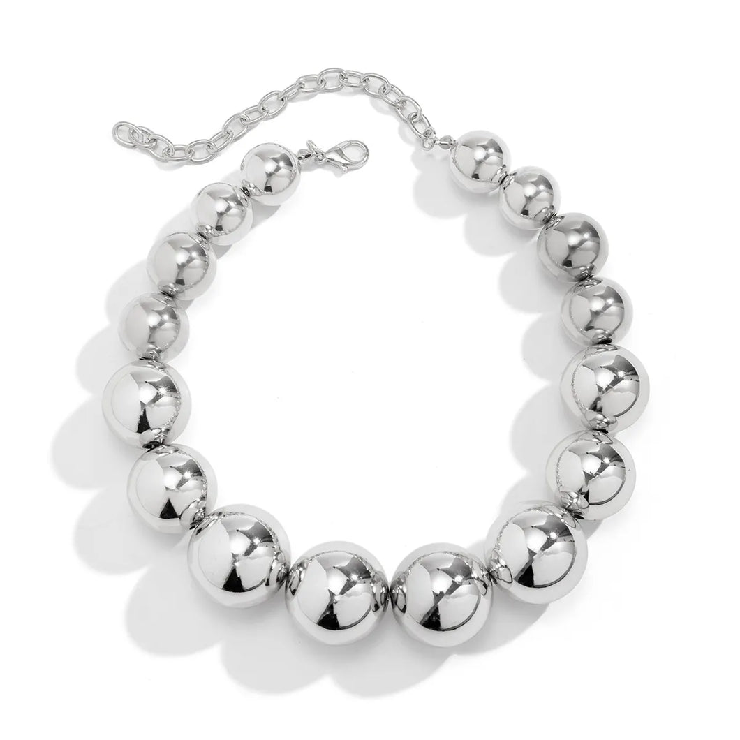 Collar chunky perlas plata