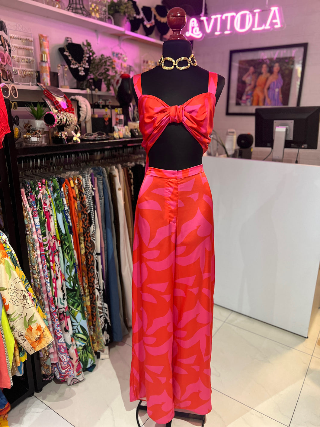 Set top & pantalón satén