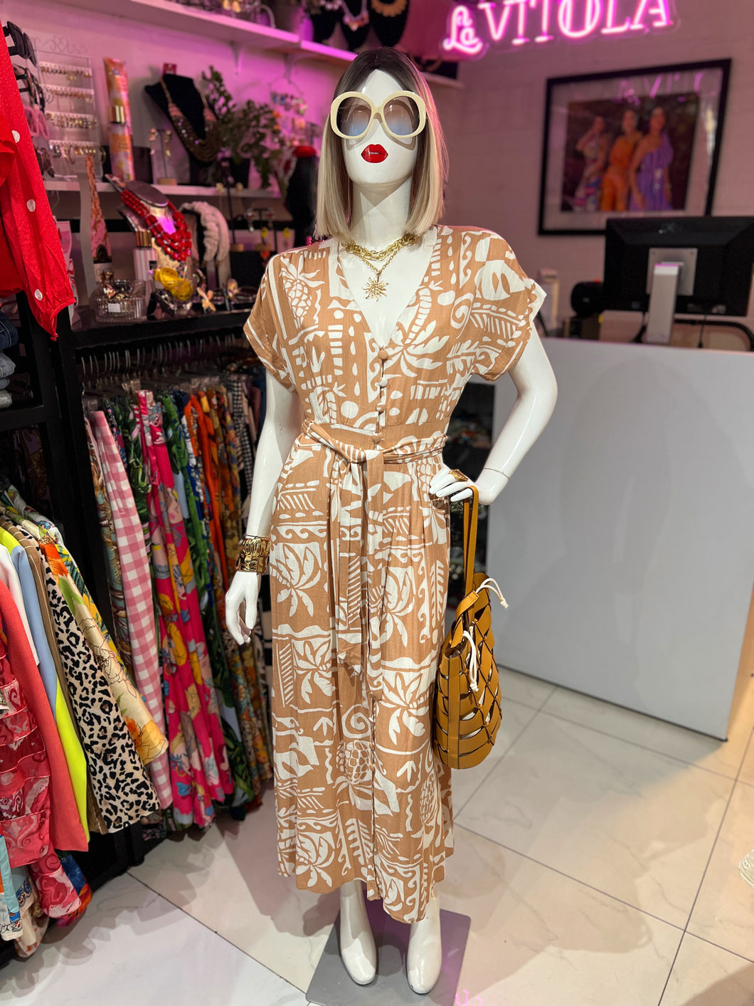 Vestido estampado botones