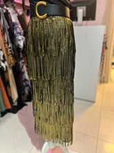 Cargar imagen en el visor de la galería, Falda flecos dorada metalica
