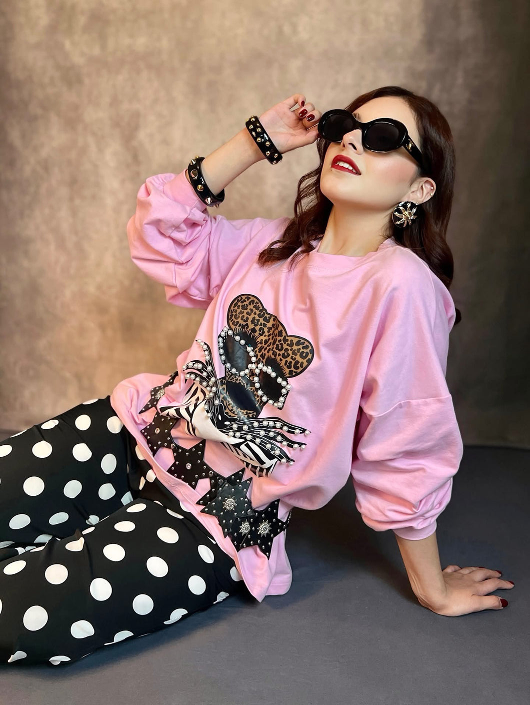 Sudadera rosa tigre