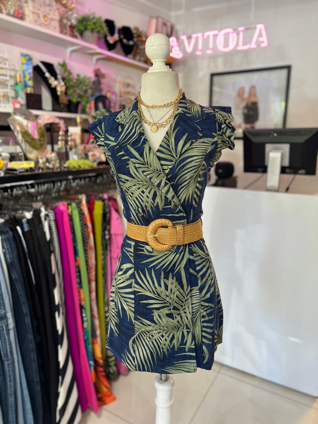 Vestido lino estampado