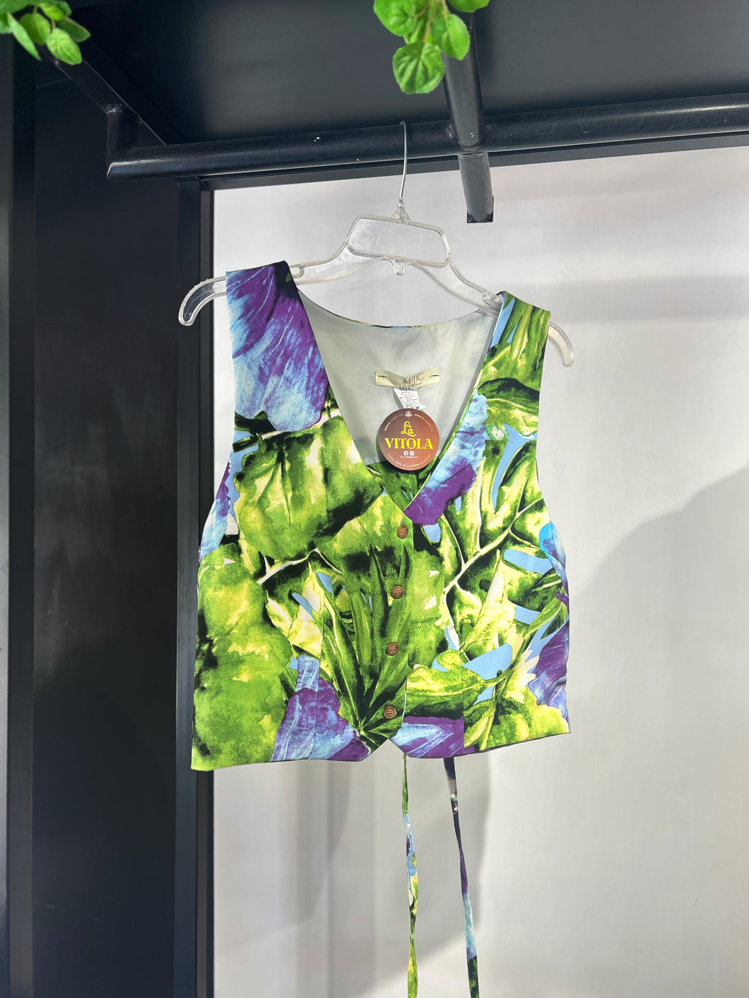 Chaleco lino estampado