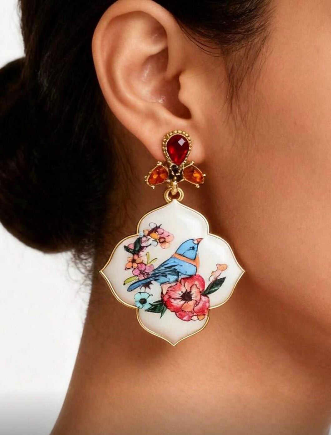 Aretes colgantes aves colores