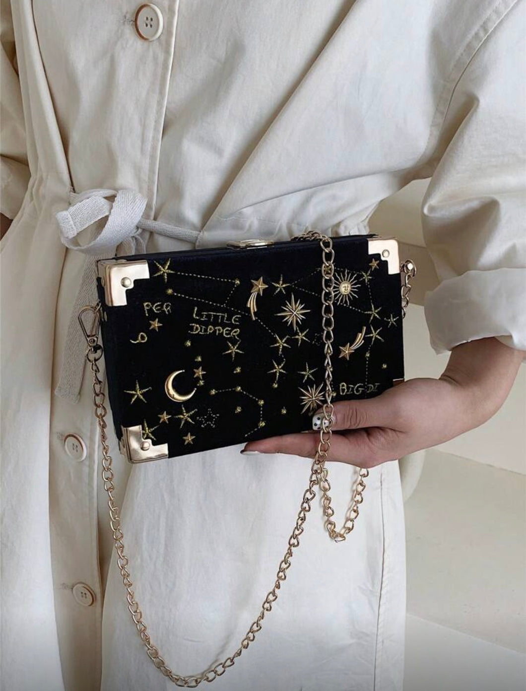 Bolso terciopelo con aplicaciones