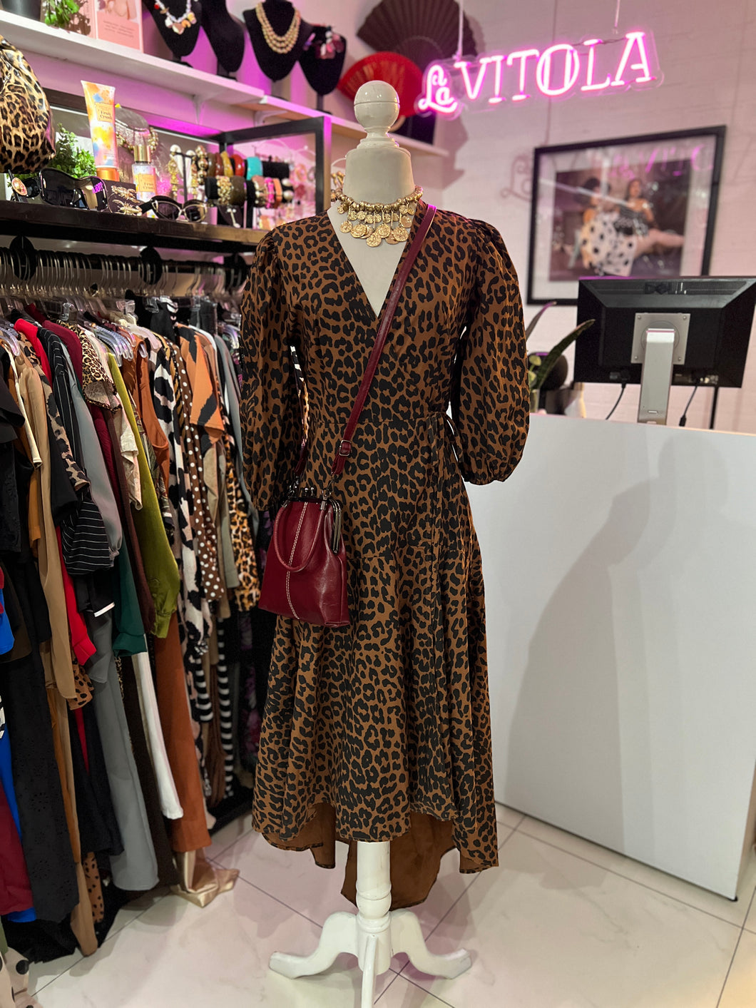 Vestido envolvente leopardo