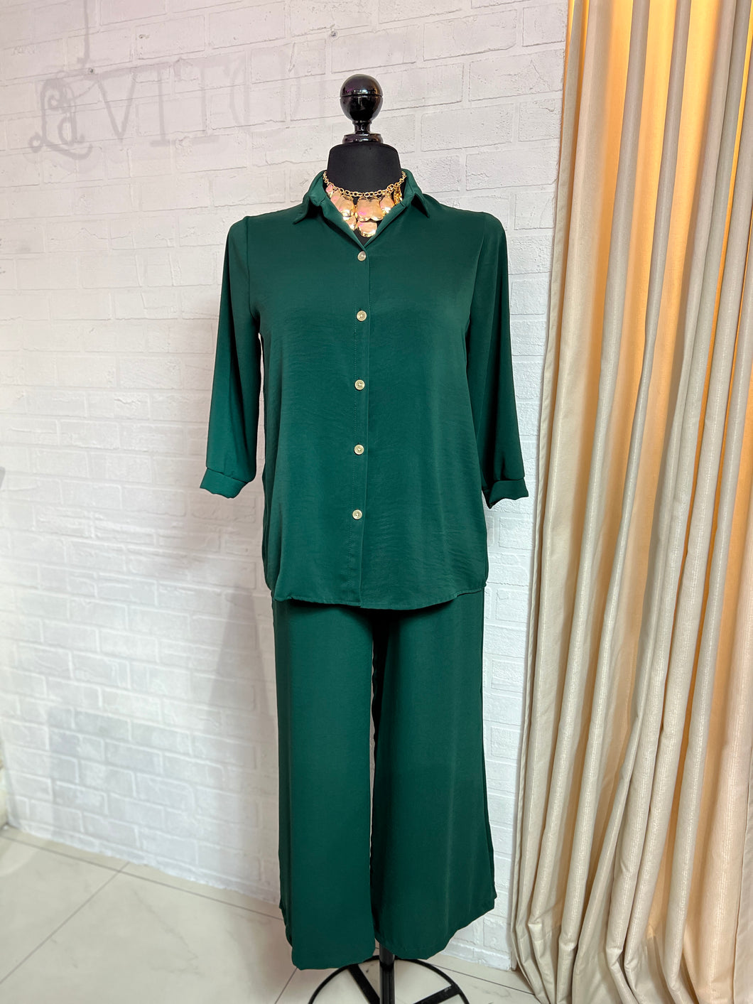 Set camisa & pantalón verde botella