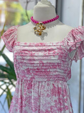 Cargar imagen en el visor de la galería, Vestido blanco estampado rosa
