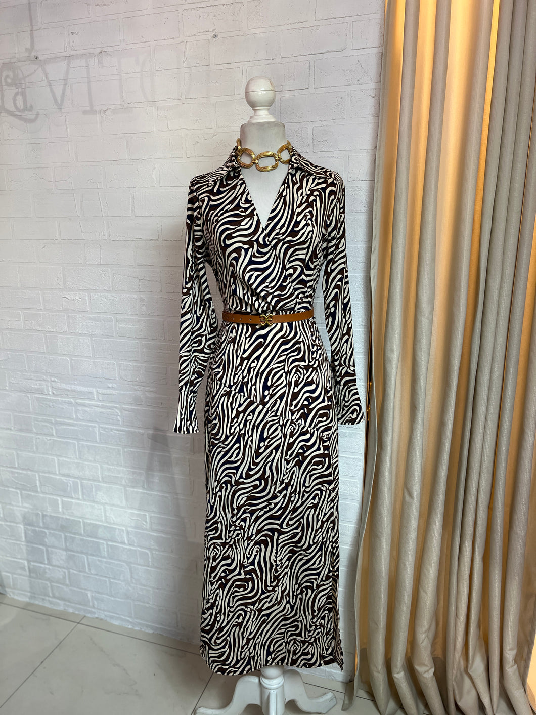 Vestido zebra café con negro